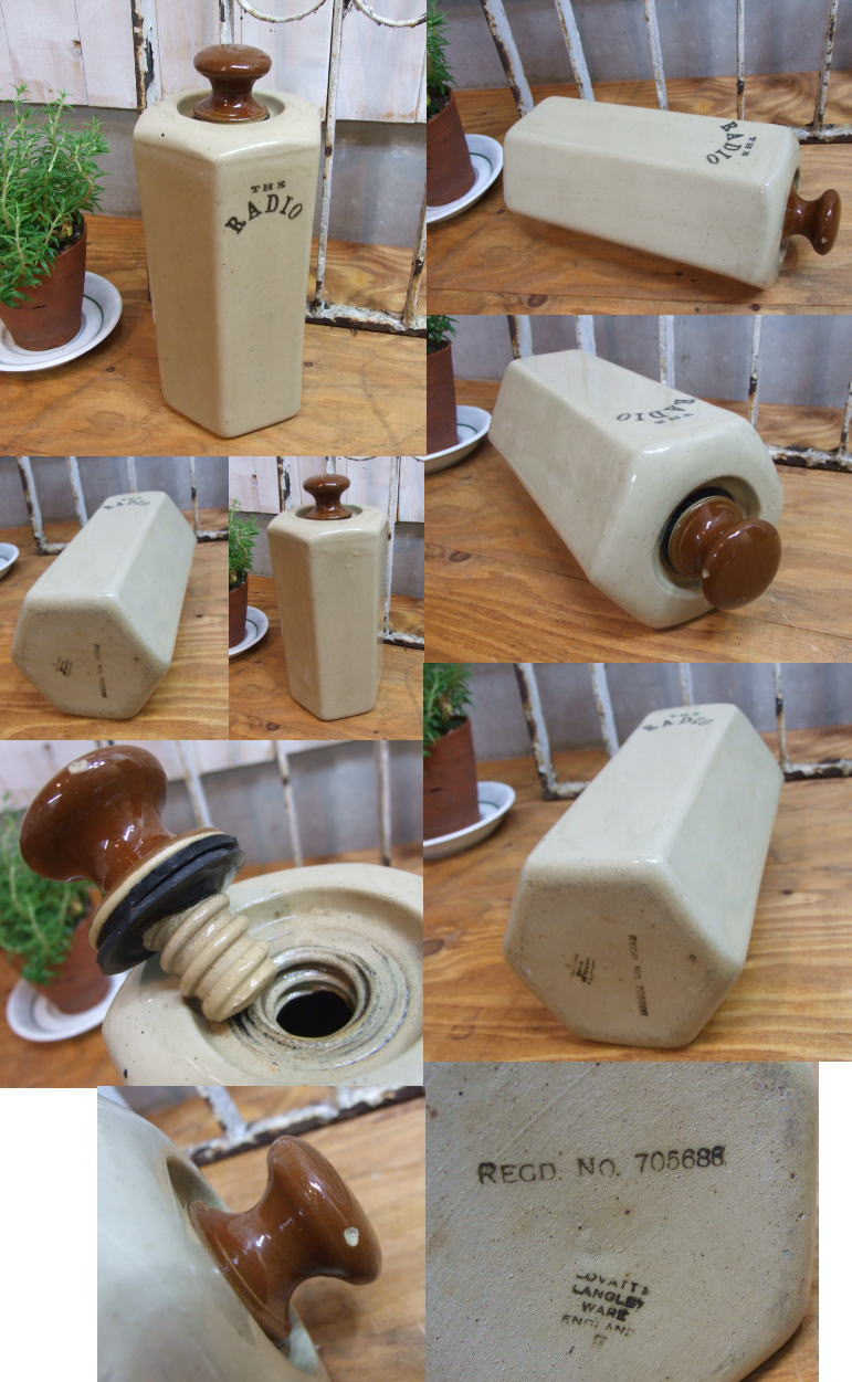 C-0379　アンティーク　RADIO陶器製フットウォーマー（湯たんぽ）